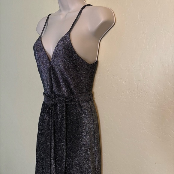 Forever 21 Black Silver Sleeveless Wide Leg Jumpsuit Size S - Picture 7 of 13